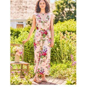 April Cornell Women's Medium Peony Jersey Jumpsuit 100% Rayon Pockets Floral